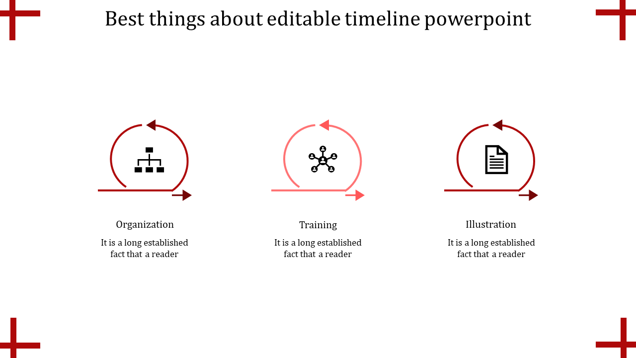 Magnificent Editable Timeline PowerPoint with Three Nodes